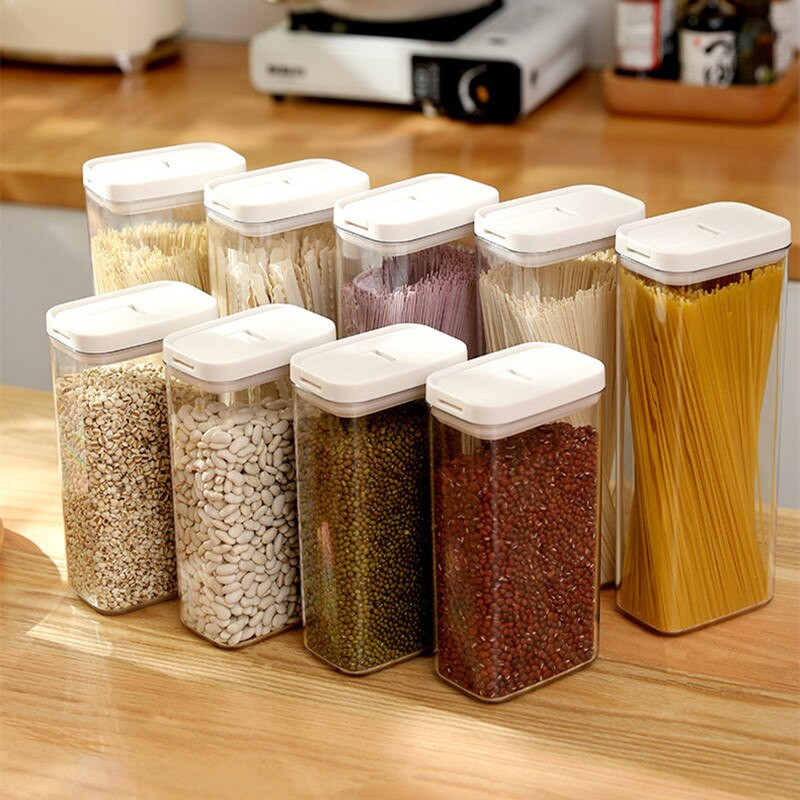Sandariai nepralaidi grūdų laikymo dėžutė grūdų miltų makaronams Didelės talpos virtuvės sandėliukas spagečių užkandžiams sauso maisto talpa
