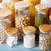 Sklenená priehľadná nádoba Mason Candy Jar na korenie Sklenené poháre s viečkami Pohár na sušienky Kuchynské poháre a viečka Malá veľkosť Veľkoobchod