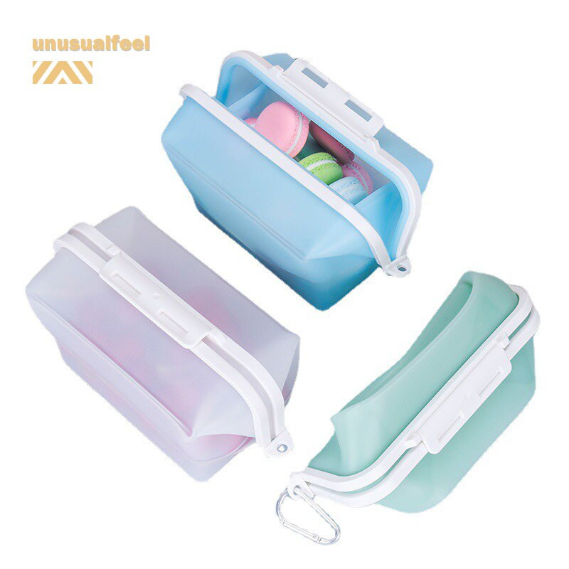 Szilikon frissentartó tasak Élelmiszer Frissen tartó doboz Hűtőszekrény Tárolás Lezárt frissentartó táska Mikrohullámú sütőben fűthető