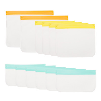 10 / 12 vnt PEVA maisto silikono maišelis Daugkartinis šaldiklio stovimas maišelis Silikoninis laikymo maišelis nepralaidus viršutinis virtuvės organizatorius be BPA