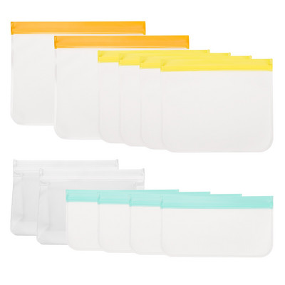 10 / 12 vnt PEVA maisto silikono maišelis Daugkartinis šaldiklio stovimas maišelis Silikoninis laikymo maišelis nepralaidus viršutinis virtuvės organizatorius be BPA