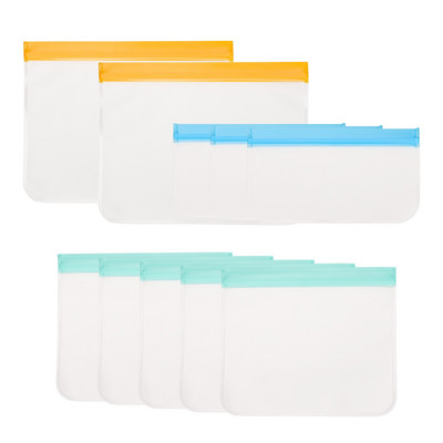 10 / 12 vnt PEVA maisto silikono maišelis Daugkartinis šaldiklio stovimas maišelis Silikoninis laikymo maišelis nepralaidus viršutinis virtuvės organizatorius be BPA