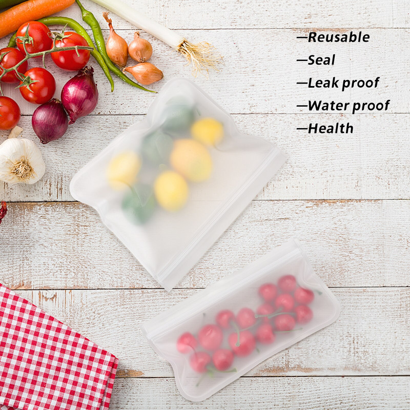10 / 12 vnt PEVA maisto silikono maišelis Daugkartinis šaldiklio stovimas maišelis Silikoninis laikymo maišelis nepralaidus viršutinis virtuvės organizatorius be BPA