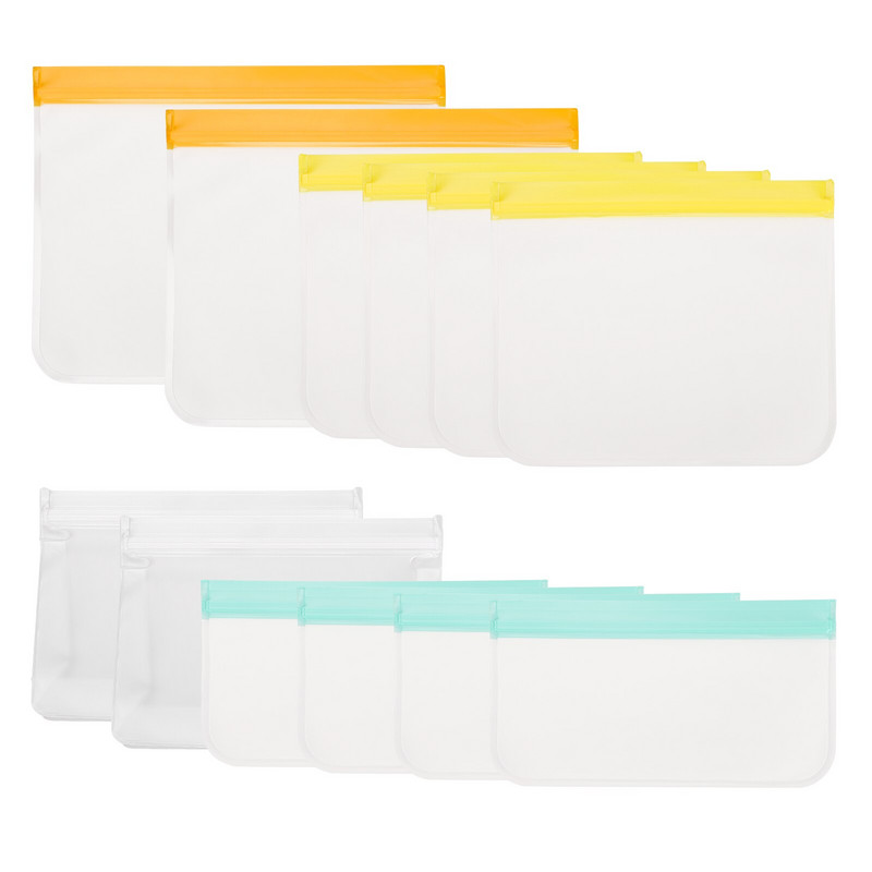 10 / 12 vnt PEVA maisto silikono maišelis Daugkartinis šaldiklio stovimas maišelis Silikoninis laikymo maišelis nepralaidus viršutinis virtuvės organizatorius be BPA