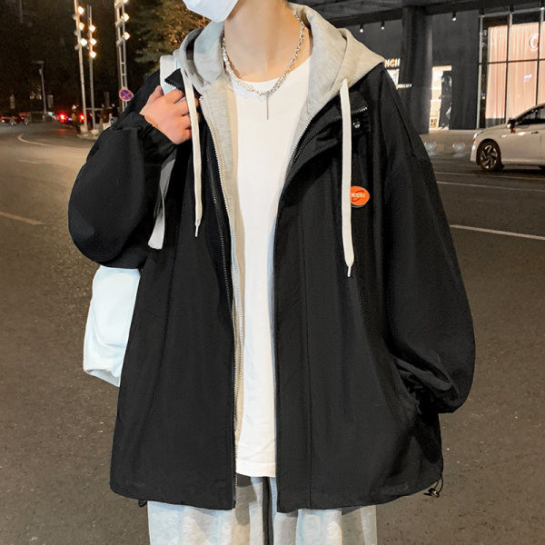 Jachetă bărbătească de primăvară-toamnă cu inscripție și aplicare