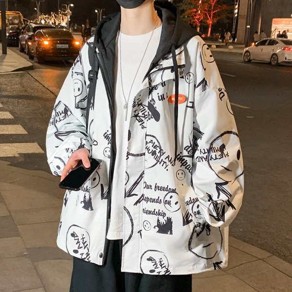 Jachetă bărbătească de primăvară-toamnă cu inscripție și aplicare