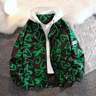 Jachetă pentru bărbați cu imprimeu inimă de toamnă