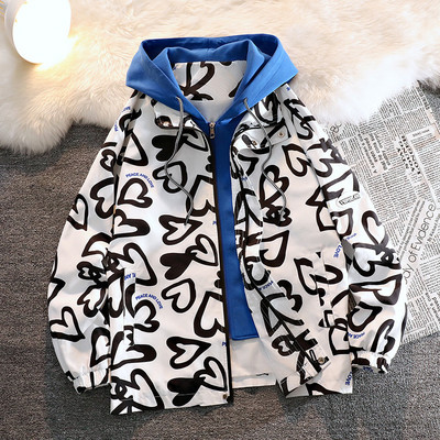 Jachetă pentru bărbați cu imprimeu inimă de toamnă