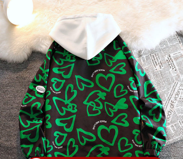 Jachetă pentru bărbați cu imprimeu inimă de toamnă