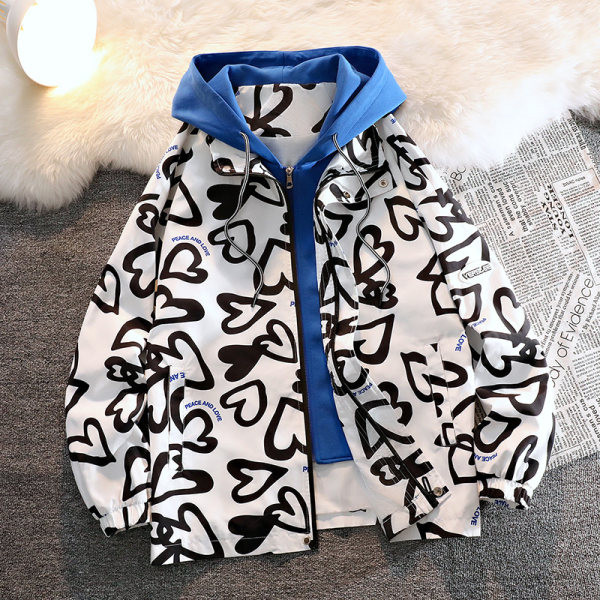 Jachetă pentru bărbați cu imprimeu inimă de toamnă