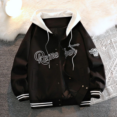 Muška baseball jakna s kapuljačom i izvezenim natpisom