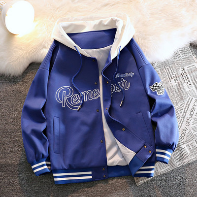 Muška baseball jakna s kapuljačom i izvezenim natpisom