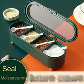 Кутия за подправки Домакинска интегрирана мулти-решетка за подправки Влагоустойчива лъжица за колан Многофункционално кухненско съхранение на подправки