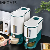 5 kg 10 kg grūdų ryžių dozatorius sandarus plastikinis grūdų kibiras Sauso naminių gyvūnėlių ėdalo konteineris virtuvės ryžių laikymo bakas laikymo dėžutė su puodeliu