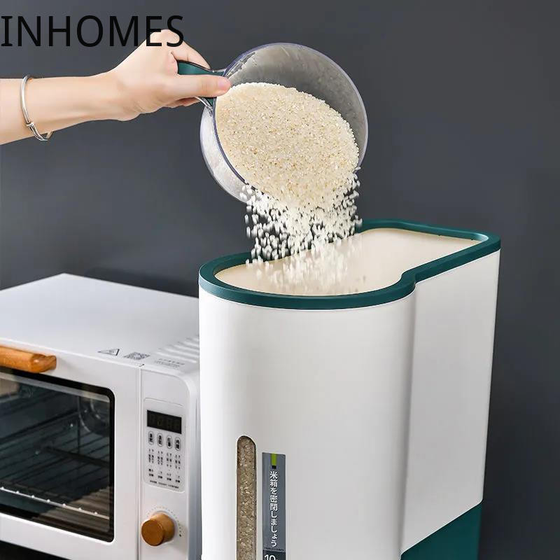 5 kg 10 kg grūdų ryžių dozatorius sandarus plastikinis grūdų kibiras Sauso naminių gyvūnėlių ėdalo konteineris virtuvės ryžių laikymo bakas laikymo dėžutė su puodeliu