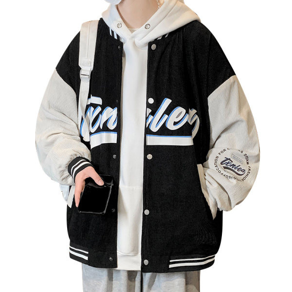 Geacă de baseball pentru bărbați cu imprimeu și închidere cu nasturi