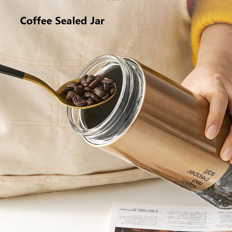 Stakleni spremnik za pohranu Zrna kave Zatvorena staklenka Posude za pohranu hrane Čaj Grickalice Zatvorena kutija Organizator za žitarice Kuhinjske vakuumske staklenke