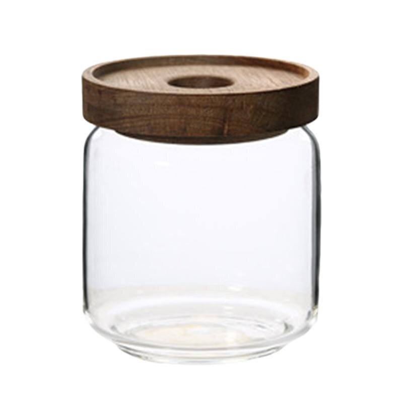 350/500/750/1000/1700ML Skladovacia nádoba z dreveného viečka s vysokým borosilikátovým priehľadným sklom Skladovacia nádrž na potraviny s obilím Kuchynská nádoba