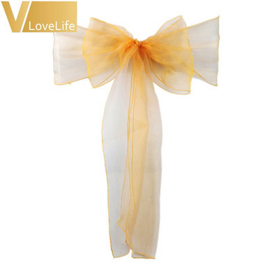 50 vnt. Aukštos kokybės organzos kėdės juostos lankelis banketų vestuvių vakarėliui Kalėdų dekoravimui permatomo organzos audinio tiekimas 18 cm * 275 cm