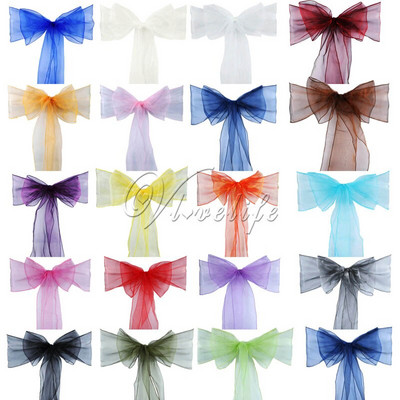 50 vnt. Aukštos kokybės organzos kėdės juostos lankelis banketų vestuvių vakarėliui Kalėdų dekoravimui permatomo organzos audinio tiekimas 18 cm * 275 cm