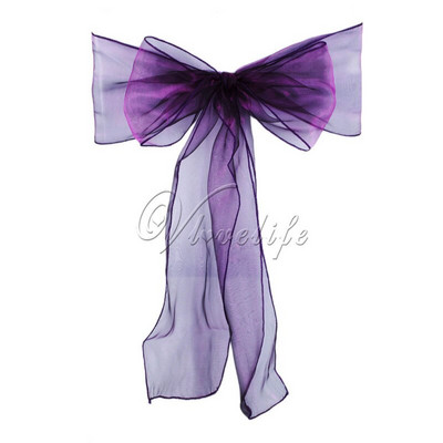50 de bucăți de înaltă calitate din organza de scaun cu arc pentru banchet, nuntă, petrecere, eveniment, decorare de Crăciun, aprovizionare cu țesături din organza transparentă, 18 cm * 275 cm