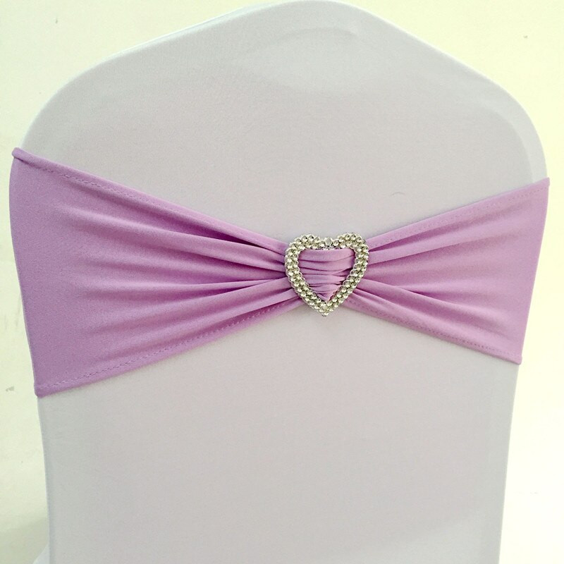 10 vnt. 50 vnt. Lycra tamprios kėdės juostos lankelis su širdine sagtimi elastinga elastano vestuvinė kėdės juosta.