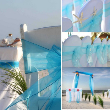 50 τμχ Διαφανές ύφασμα οργάντζα υψηλής ποιότητας Φύλλα καρέκλας Φιόγκος Καρέκλα γάμου με κόμπους διακόσμηση για δεξίωση εκδήλωσης γάμου