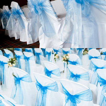50 τμχ Διαφανές ύφασμα οργάντζα υψηλής ποιότητας Φύλλα καρέκλας Φιόγκος Καρέκλα γάμου με κόμπους διακόσμηση για δεξίωση εκδήλωσης γάμου