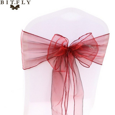 50 vnt. permatomo audinio organza aukštos kokybės kėdžių varčios lankas vestuvinės kėdės mazgas vestuvių vakarėlio renginio banketui