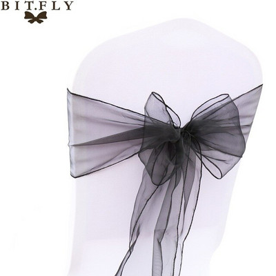 50 vnt. permatomo audinio organza aukštos kokybės kėdžių varčios lankas vestuvinės kėdės mazgas vestuvių vakarėlio renginio banketui