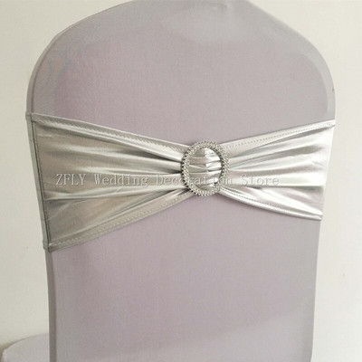 10 tk või 50 tk Metallic Gold Silver Stretch Spandex Tool Sash Band Lycra Pulmatooli kikilips hotelli banketi kaunistamiseks