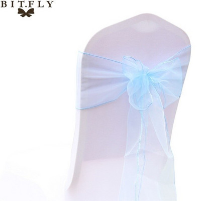 BIT.FLY 25kom/komplet Prozirne navlake za stolicu od organze Tull tkanine Pojasnice Pojasnice Pojasnice Ukrasi za bankete za vjenčanje 20 boja Besplatna dostava