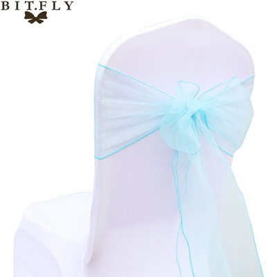 BIT.FLY 25kom/komplet Prozirne navlake za stolicu od organze Tull tkanine Pojasnice Pojasnice Pojasnice Ukrasi za bankete za vjenčanje 20 boja Besplatna dostava
