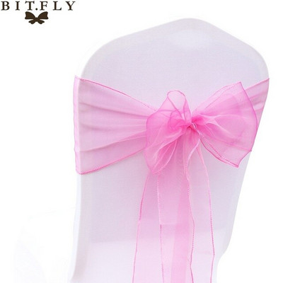 BIT.FLY 25kom/komplet Prozirne navlake za stolicu od organze Tull tkanine Pojasnice Pojasnice Pojasnice Ukrasi za bankete za vjenčanje 20 boja Besplatna dostava