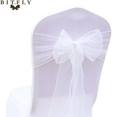 BIT.FLY 25kom/komplet Prozirne navlake za stolicu od organze Tull tkanine Pojasnice Pojasnice Pojasnice Ukrasi za bankete za vjenčanje 20 boja Besplatna dostava