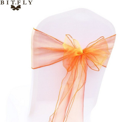 BIT.FLY 25kom/komplet Prozirne navlake za stolicu od organze Tull tkanine Pojasnice Pojasnice Pojasnice Ukrasi za bankete za vjenčanje 20 boja Besplatna dostava