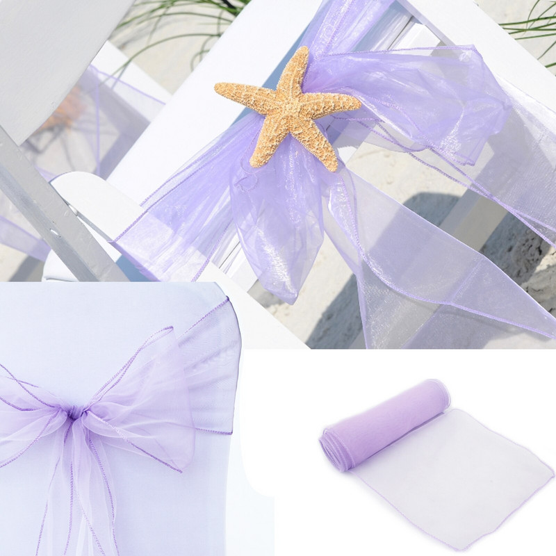 100 bucăți organza pentru scaune funde pentru scaune decorațiuni de nuntă pentru husă de scaun pentru petreceri, evenimente, decoruri pentru banchet, 18 cm x 275 cm.