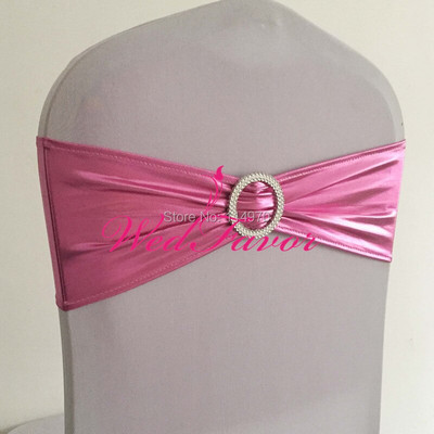 10 buc/50 buc lycra auriu metalic argintiu spandex bandă cu arc pentru scaun cu cataramă rotundă pentru banchet, eveniment, cravată pentru scaun de nuntă