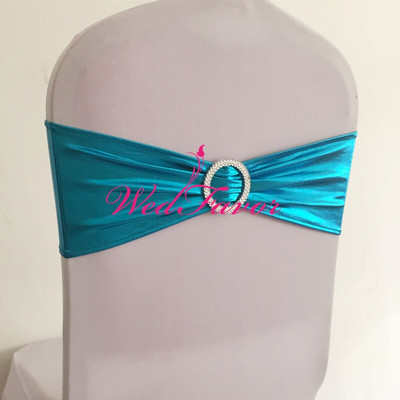 10 buc/50 buc lycra auriu metalic argintiu spandex bandă cu arc pentru scaun cu cataramă rotundă pentru banchet, eveniment, cravată pentru scaun de nuntă