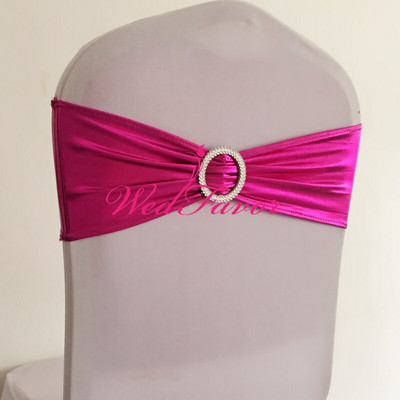 10 buc/50 buc lycra auriu metalic argintiu spandex bandă cu arc pentru scaun cu cataramă rotundă pentru banchet, eveniment, cravată pentru scaun de nuntă