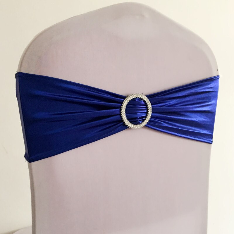10 buc/50 buc lycra auriu metalic argintiu spandex bandă cu arc pentru scaun cu cataramă rotundă pentru banchet, eveniment, cravată pentru scaun de nuntă