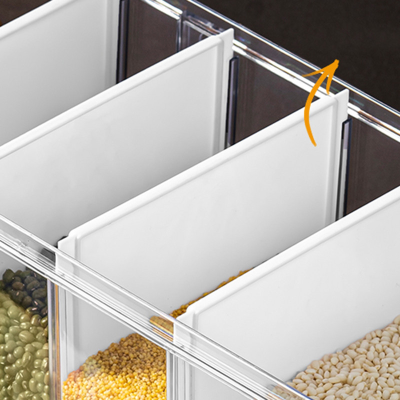 Dozator de orez Dozator de cereale etanș cu 5 grile, blat, Container de depozitare a alimentelor uscate de 12 l pentru boabe de soia, făină, montat pe perete