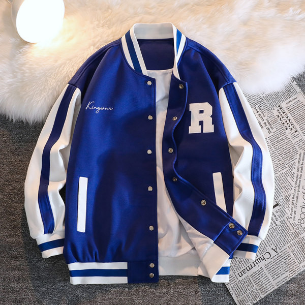 Geaca de baseball pentru barbati cu broderie si nasturi