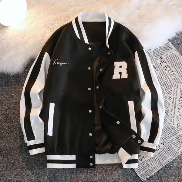 Geaca de baseball pentru barbati cu broderie si nasturi