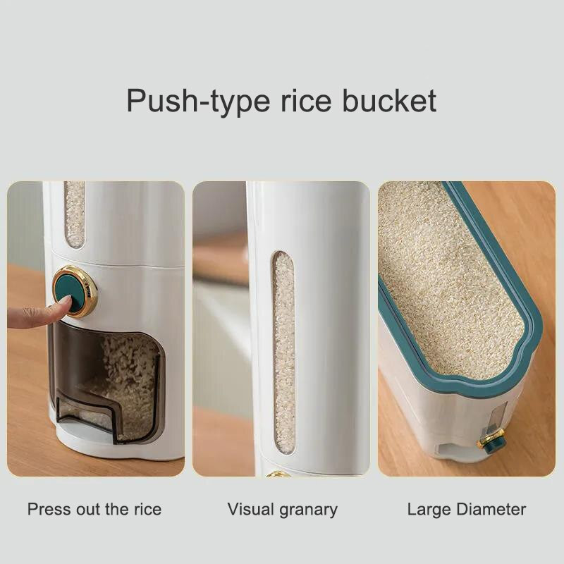 Kuhinjski spremnik od 11 kg, zatvorena kutija za pohranu rižinih zrna u nano bačvi otpornoj na vlagu, kutija za pohranu hrane, tip pritiska jednim ključem