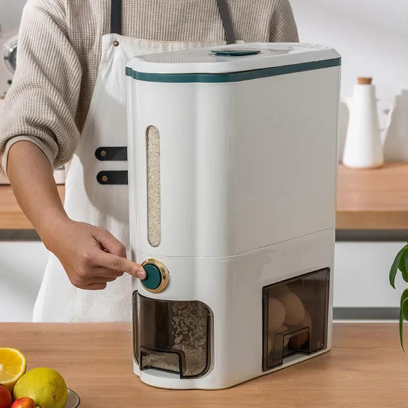 Kuhinjski spremnik od 11 kg, zatvorena kutija za pohranu rižinih zrna u nano bačvi otpornoj na vlagu, kutija za pohranu hrane, tip pritiska jednim ključem