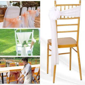 Διακόσμηση Γάμου Organza Chair Sashes Bow For Party Christmas Halloween Hotel Decoration chair (Συσκευασία 50 τμχ ροζ)