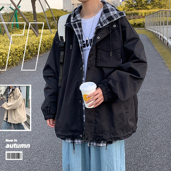 Jachetă bărbați cu glugă de primăvară-toamnă