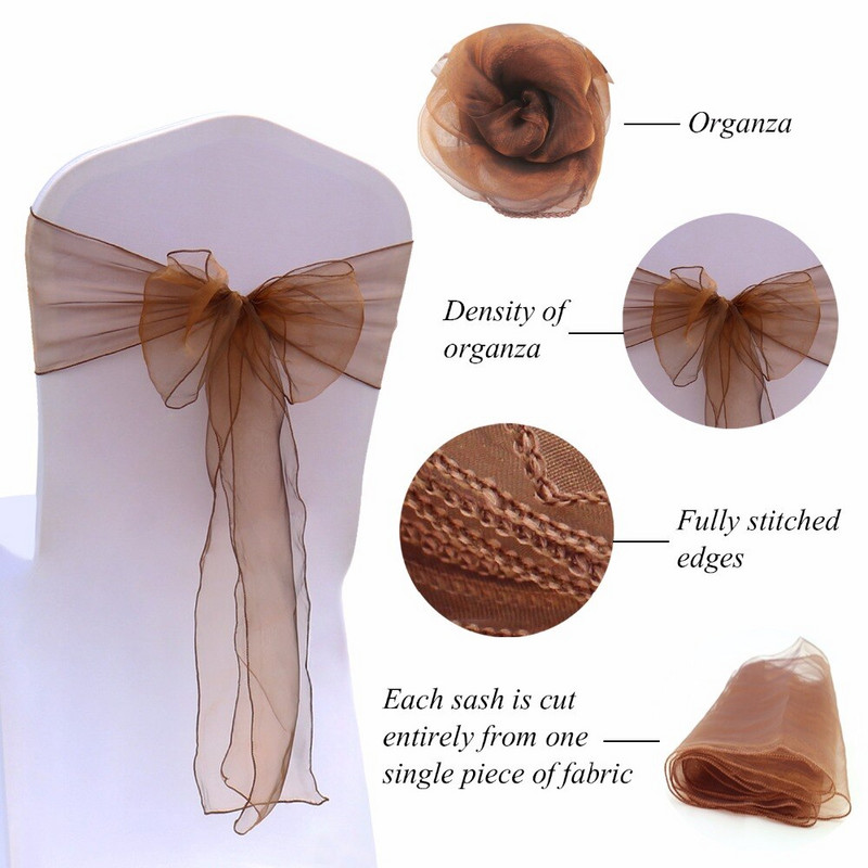 100τμχ Φιόγκος Οργάντζα Καρέκλα Φόγκος για Κάλυμμα Συμπόσιο Γαμήλιο πάρτι Χριστουγεννιάτικη Διακόσμηση Διάφανη Οργάντζα Προμήθεια υφάσματος 18cmx275cm