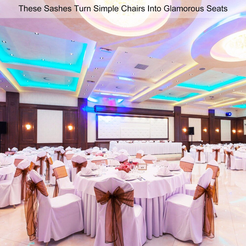 100τμχ Φιόγκος Οργάντζα Καρέκλα Φόγκος για Κάλυμμα Συμπόσιο Γαμήλιο πάρτι Χριστουγεννιάτικη Διακόσμηση Διάφανη Οργάντζα Προμήθεια υφάσματος 18cmx275cm